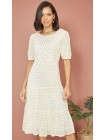 Midi dress in white with gold